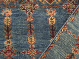 handmade Geometric Khurgeen Blue Red Hand Knotted RUNNER 100% WOOL area rug 3x9