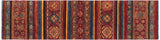 Cabin Khurgeen Judith Red/Blue Wool Runner - 2'7'' x 9'6''
