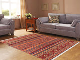 handmade Geometric Khorgeen Red Blue Hand Knotted RECTANGLE 100% WOOL area rug 5x7