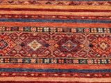 handmade Geometric Khorgeen Red Blue Hand Knotted RECTANGLE 100% WOOL area rug 5x7