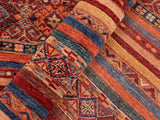 handmade Geometric Khorgeen Red Blue Hand Knotted RECTANGLE 100% WOOL area rug 5x7
