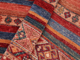 handmade Geometric Khorgeen Red Blue Hand Knotted RECTANGLE 100% WOOL area rug 7x10