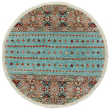 Bohemian Khurgeen Dawn Blue/Gold Wool Round - 3'2'' x 3'2''