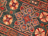 handmade Geometric Khorgeen Green Orange Hand Knotted RECTANGLE 100% WOOL area rug 4x6