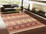 handmade Geometric Khorgeen Beige Blue Hand Knotted RECTANGLE 100% WOOL area rug 6x7