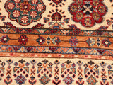handmade Geometric Khorgeen Beige Blue Hand Knotted RECTANGLE 100% WOOL area rug 6x7