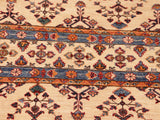 handmade Geometric Khorgeen Beige Blue Hand Knotted RECTANGLE 100% WOOL area rug 6x7