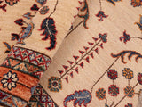 handmade Geometric Khorgeen Beige Blue Hand Knotted RECTANGLE 100% WOOL area rug 6x7