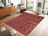 handmade Geometric Khorgeen Blue Red Hand Knotted RECTANGLE 100% WOOL area rug 8x10