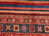 handmade Geometric Khorgeen Blue Red Hand Knotted RECTANGLE 100% WOOL area rug 8x10