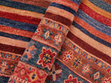 handmade Geometric Khorgeen Blue Red Hand Knotted RECTANGLE 100% WOOL area rug 8x10
