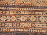 handmade Geometric Khorgeen Gray Gold Hand Knotted RECTANGLE 100% WOOL area rug 6x8