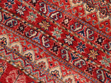 handmade Geometric Khorgeen Red Beige Hand Knotted RECTANGLE 100% WOOL area rug 5x7