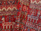 handmade Geometric Khorgeen Red Beige Hand Knotted RECTANGLE 100% WOOL area rug 5x7