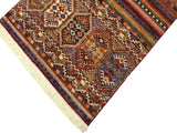 handmade Geometric Khurgeen Red Gold Hand Knotted RUNNER 100% WOOL area rug 3x9