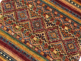 handmade Geometric Khurgeen Red Gold Hand Knotted RUNNER 100% WOOL area rug 3x9