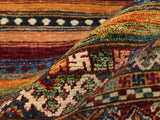 handmade Geometric Khurgeen Red Gold Hand Knotted RUNNER 100% WOOL area rug 3x9