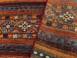 handmade Geometric Khurgeen Red Gold Hand Knotted RUNNER 100% WOOL area rug 3x9