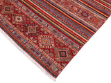 handmade Geometric Khorgeen Red Blue Hand Knotted RECTANGLE 100% WOOL area rug 5x7