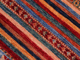 handmade Geometric Khorgeen Red Blue Hand Knotted RECTANGLE 100% WOOL area rug 5x7