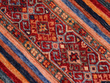handmade Geometric Khorgeen Red Blue Hand Knotted RECTANGLE 100% WOOL area rug 5x7
