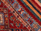 handmade Geometric Khorgeen Red Blue Hand Knotted RECTANGLE 100% WOOL area rug 5x7