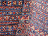 handmade Geometric Khorgeen Blue Beige Hand Knotted RECTANGLE 100% WOOL area rug 5x7