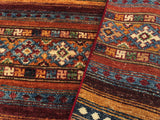 handmade Geometric Khurgeen Red Gold Hand Knotted RUNNER 100% WOOL area rug 3x9