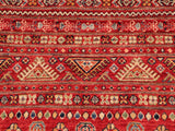 handmade Geometric Khurgeen Red Green Hand Knotted RUNNER 100% WOOL area rug 3x9