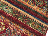 handmade Geometric Khorgeen Red Blue Hand Knotted RECTANGLE 100% WOOL area rug 3x5