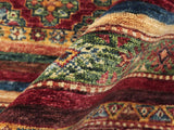 handmade Geometric Khorgeen Red Blue Hand Knotted RECTANGLE 100% WOOL area rug 3x5