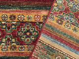 handmade Geometric Khorgeen Red Blue Hand Knotted RECTANGLE 100% WOOL area rug 3x5