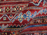 handmade Geometric Khorgeen Red Gold Hand Knotted RECTANGLE 100% WOOL area rug 5x6