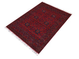 handmade Tribal Biljik Khal Muhammadi Red Blue Hand Knotted RECTANGLE 100% WOOL area rug 4x6