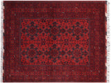 handmade Tribal Biljik Khal Muhammadi Red Blue Hand Knotted RECTANGLE 100% WOOL area rug 5x7