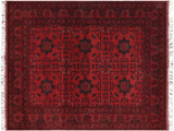 handmade Tribal Biljik Khal Muhammadi Red Blue Hand Knotted RECTANGLE 100% WOOL area rug 5x6