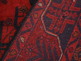 handmade Tribal Biljik Khal Muhammadi Red Blue Hand Knotted RUNNER 100% WOOL Runner 3x9