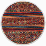 Cabin Khurgeen Pattie Red/Blue Wool Round - 3'2'' x 3'3''