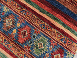 handmade Geometric Khurgeen Red Blue Hand Knotted ROUND 100% WOOL area rug 5x5