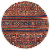 Rustic Khurgeen Dinah Red/Blue Wool Round - 4'10'' x 5'1''