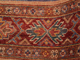 handmade Geometric Khurgeen Red Blue Hand Knotted ROUND 100% WOOL area rug 3x3