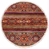 Southwestern Khurgeen Lashawn Red/Blue Wool Round - 3'3'' x 3'4''