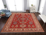 handmade Geometric Super Kazak Red Beige Hand Knotted RECTANGLE 100% WOOL area rug 9x13