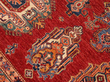 handmade Geometric Super Kazak Red Beige Hand Knotted RECTANGLE 100% WOOL area rug 9x13
