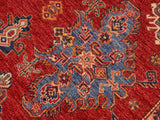 handmade Geometric Super Kazak Red Beige Hand Knotted RECTANGLE 100% WOOL area rug 9x13