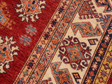 handmade Geometric Super Kazak Red Beige Hand Knotted RECTANGLE 100% WOOL area rug 9x13