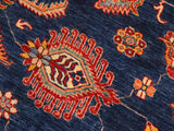 handmade Geometric Super Kazak Blue Beige Hand Knotted RECTANGLE 100% WOOL area rug 8x11