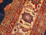 handmade Geometric Super Kazak Blue Beige Hand Knotted RECTANGLE 100% WOOL area rug 8x11