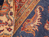handmade Geometric Super Kazak Blue Beige Hand Knotted RECTANGLE 100% WOOL area rug 8x11
