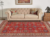 handmade Geometric Super Kazak Red Beige Hand Knotted RECTANGLE 100% WOOL area rug 8x10
